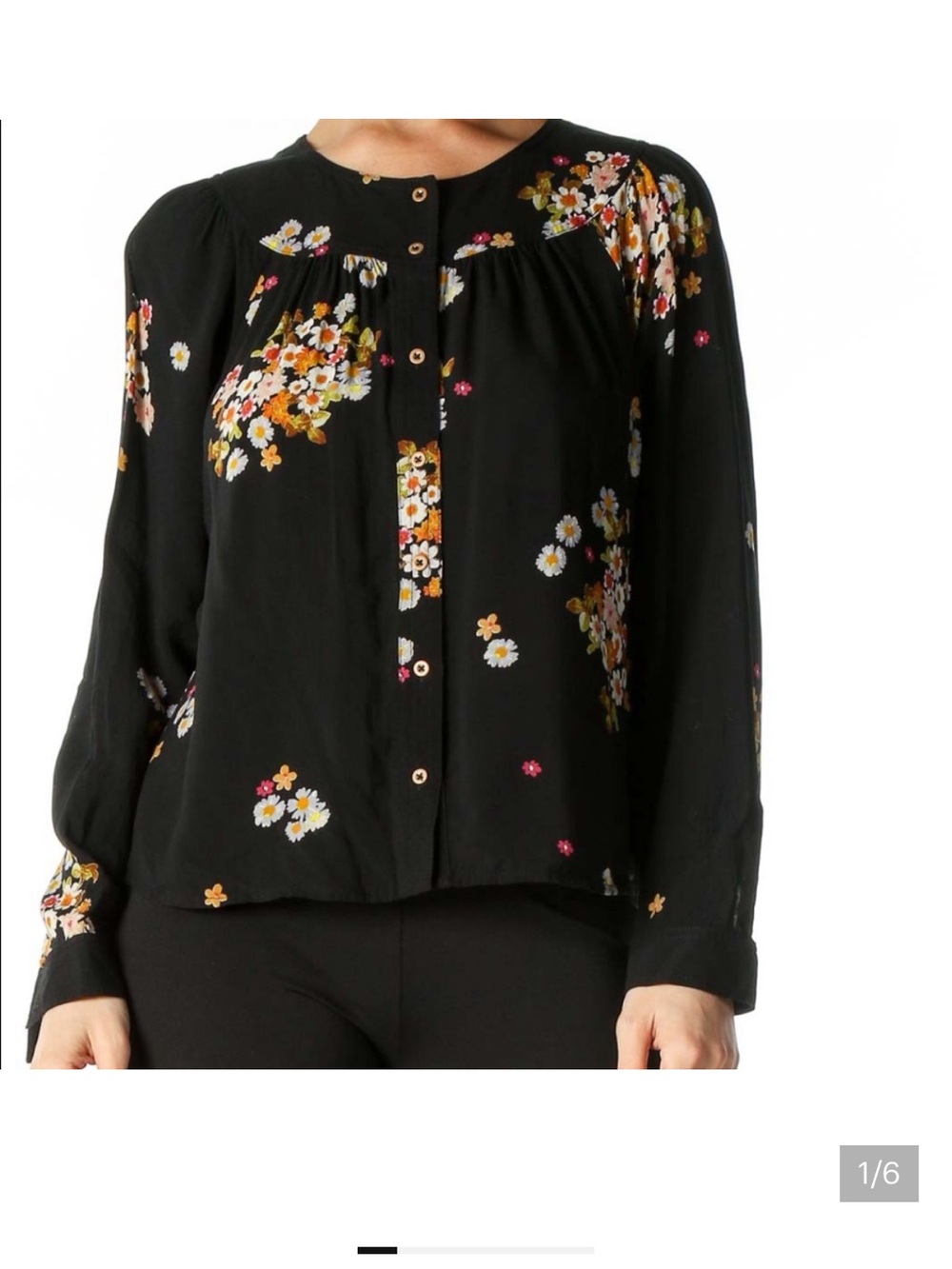 Maeve Black Floral Blouse Size XS